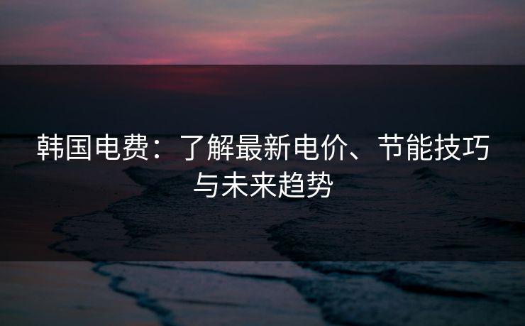 韩国电费：了解最新电价、节能技巧与未来趋势